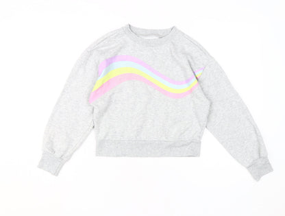 Additional front view of Gap Kids Grey Rainbow Sweatshirt, girls’ l, pullover style
