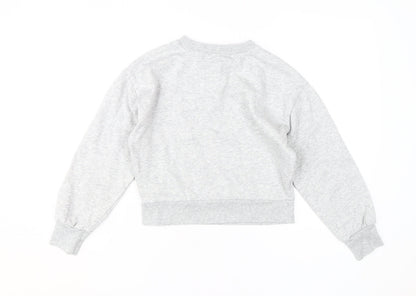 Back view of Gap Kids Grey Rainbow Sweatshirt, girls’ l, pullover style