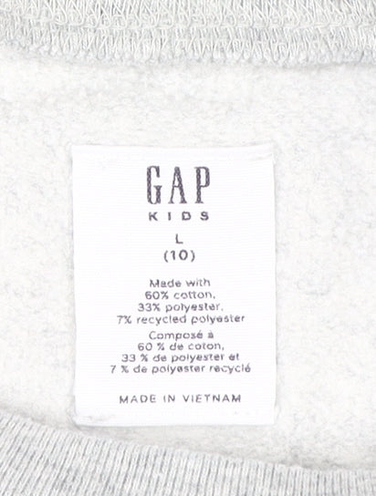 Close-up detail of Gap Kids Grey Rainbow Sweatshirt, girls’ l, pullover style