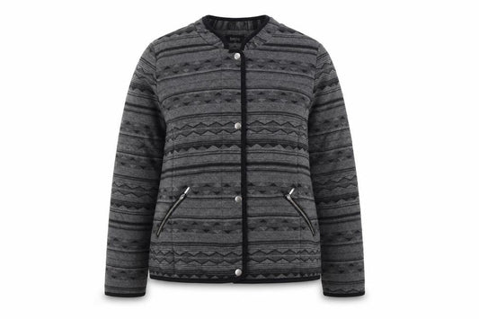 Klass Women's Black Grey Geometric Bomber Jacket Size 16