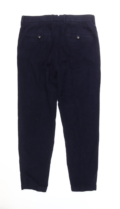 Back view of Jaeger Men's Blue Regular Trousers -, size 34