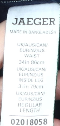 Close-up detail of Jaeger Men's Blue Regular Trousers -, size 34