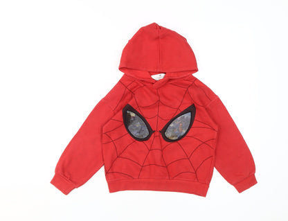 Preloved H&M Boys Red Spider-Man Pullover Hoodie Size 4-6Y - Front