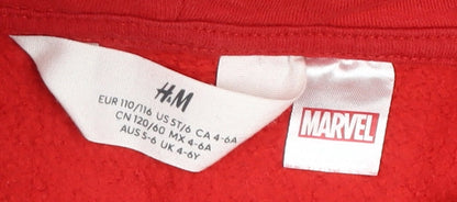 Preloved H&M Boys Red Spider-Man Pullover Hoodie Size 4-6Y - Detail