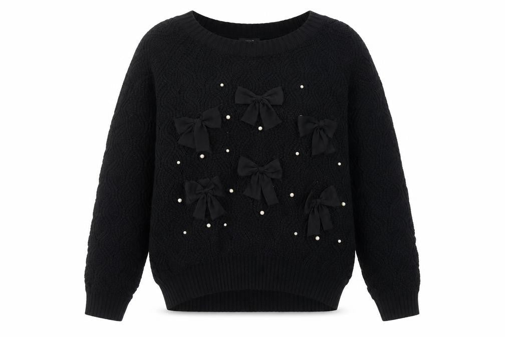 Jumpo Women's Black Cable-Knit Acrylic Pullover Jumper, Size L