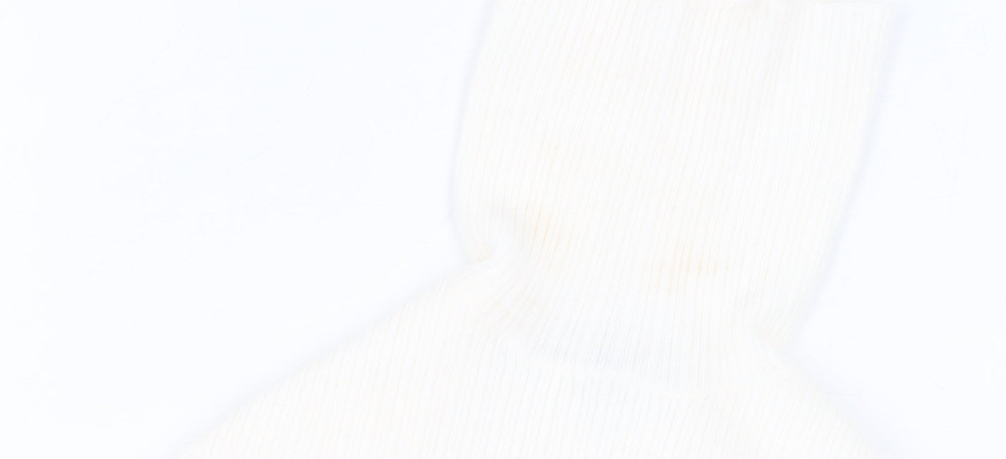 Bershka Women's Ivory Cropped Roll Neck Top S