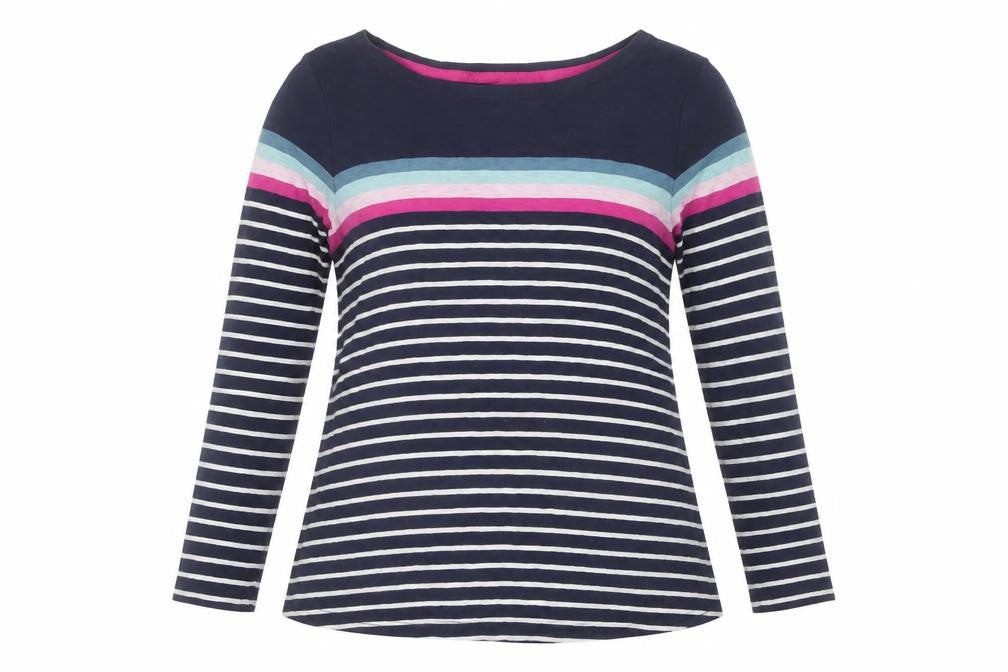 Joules Women's Blue Striped Long Sleeve Top
