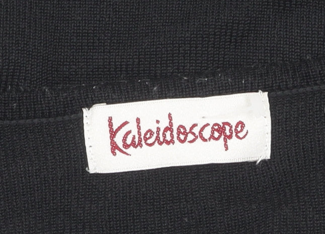 Kaleidoscope Black 3/4 Sleeve V-Neck Embroidered Blouse