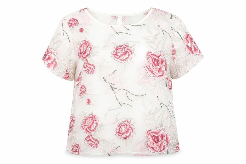 M&Co Women's Ivory Floral Embroidered Blouse, Size 20