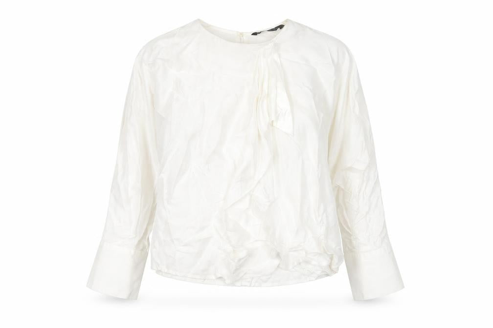 Zara Women's White Long Sleeve Basic Blouse, Size L
