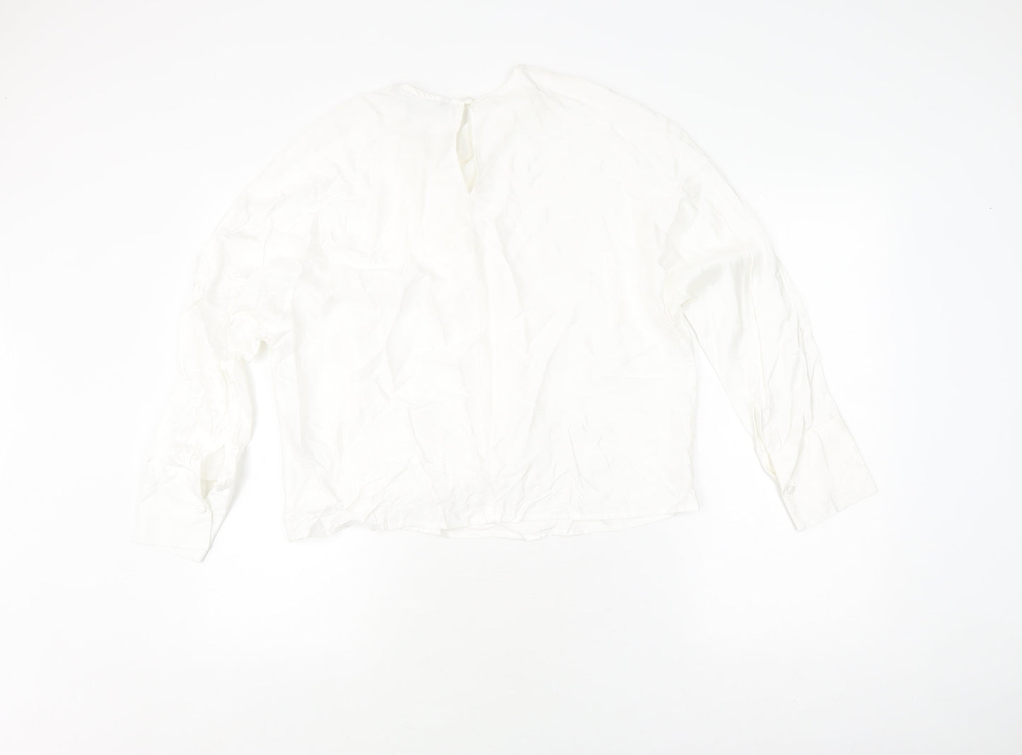 Zara Women's White Long Sleeve Basic Blouse, Size L
