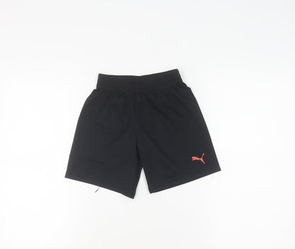 Additional front view of Puma boys’ black athletic shorts xs