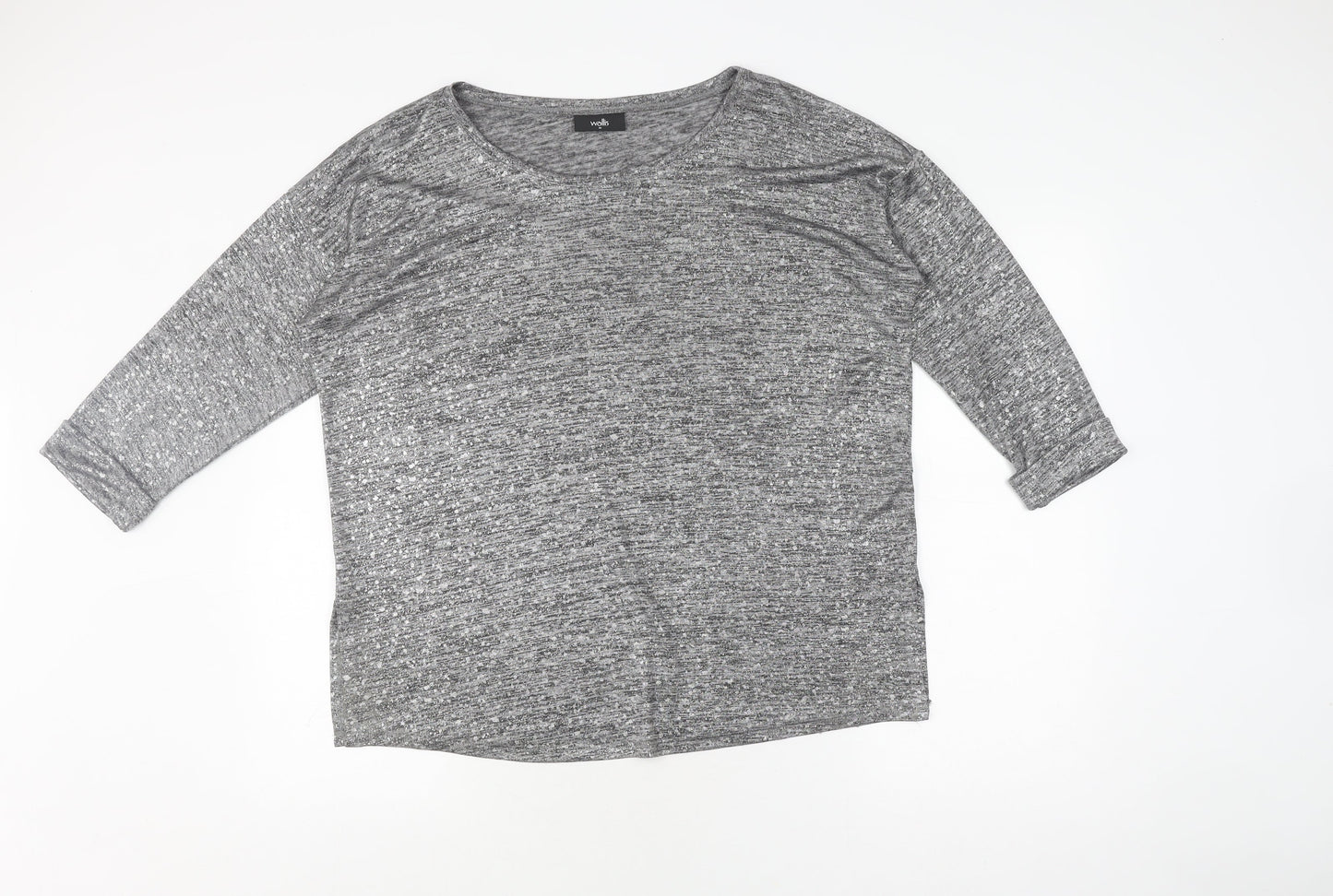 Wallis Women's Grey Knit Blouse, M, 3/4 Sleeve