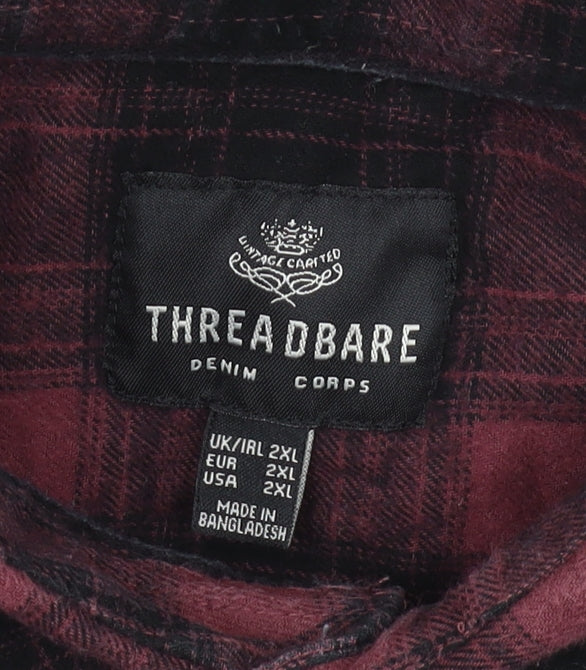 Threadbare Men's 2XL Red Black Plaid Flannel Shirt