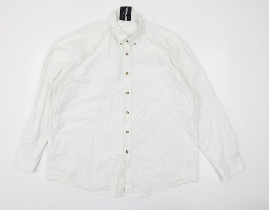 Collusion Men's White Long Sleeve Button-Up Shirt - L