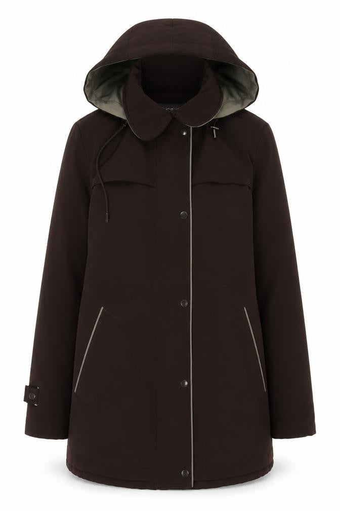 Jones New York Women's Brown Hooded Parka Coat M