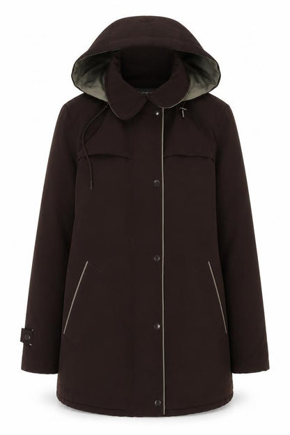 Jones New York Women's Brown Hooded Parka Coat M