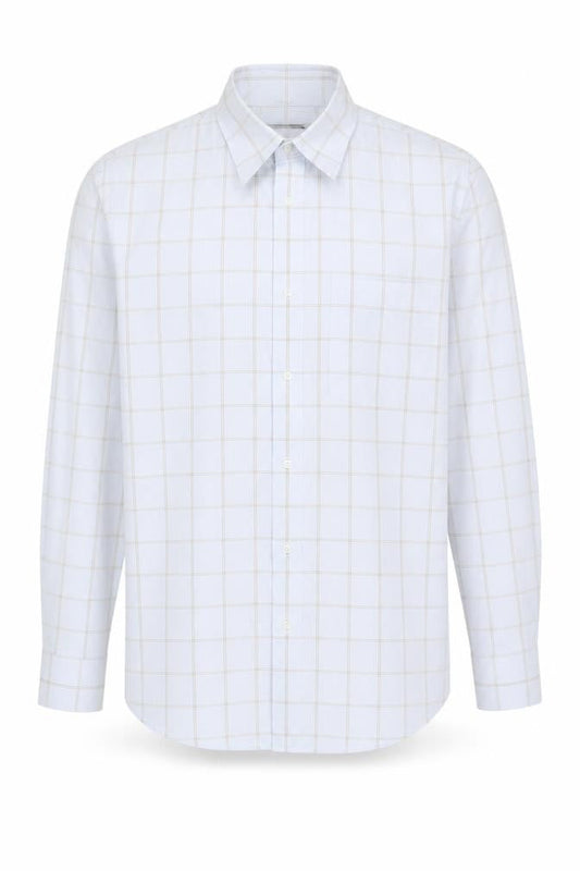 Jaeger Classic Fit Men's White Check Shirt L