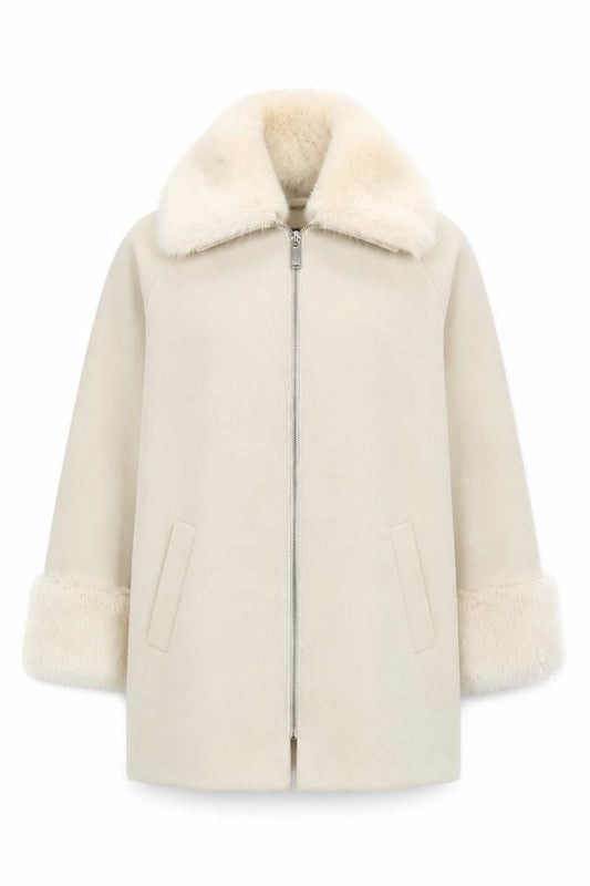 River Island Women's Ivory Biker Coat Size 6