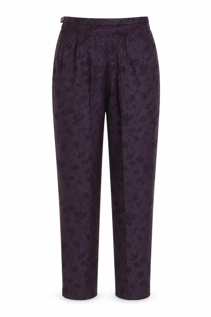 Cinoche Women's Purple Floral Trousers, Size 10