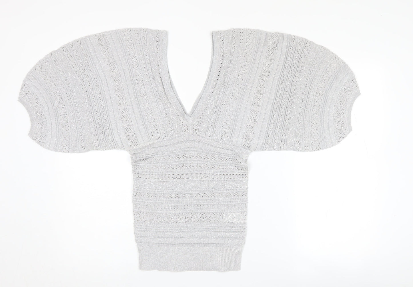 River Island Silver Cape Jumper V-Neck Women's Size 6