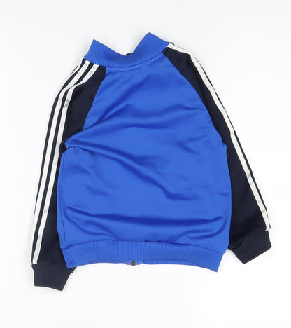 Back view of Adidas boys’ blue track jacket 3-4 years full zip