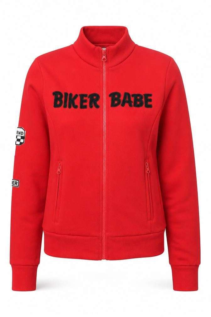 Hyde & Seek Women's Red Biker Sweatshirt, S, Full Zip