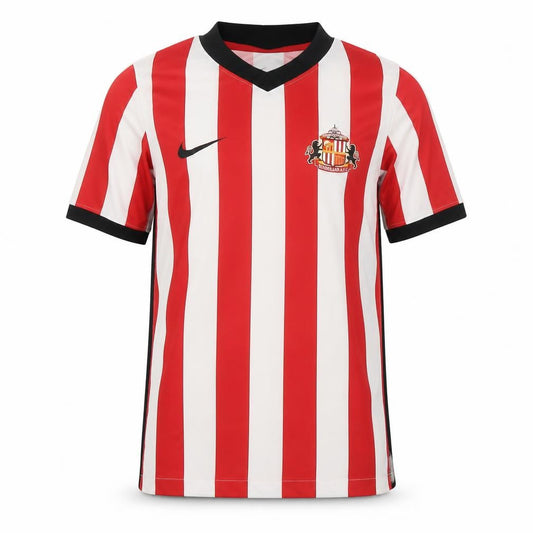 Front view of Nike boys’ red striped football jersey t-shirt m