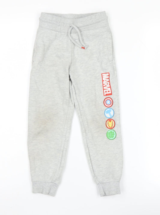 Marvel Boys Grey Jogger Trousers 4-5 Years with Superhero Theme