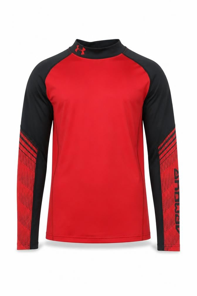 Under Armour Boys Red Long Sleeve Athletic Top M