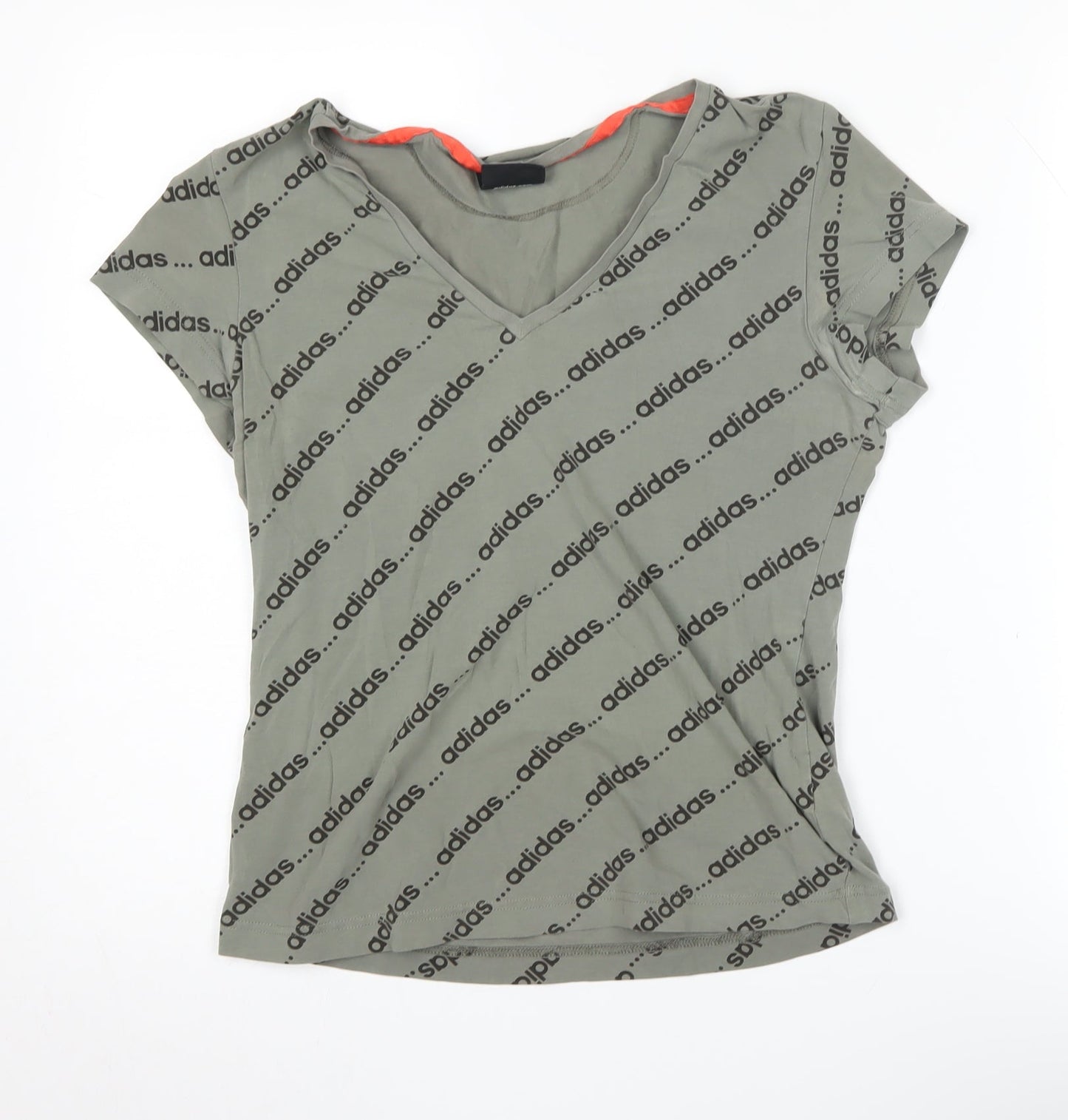 Adidas Women's Green V-Neck T-Shirt L