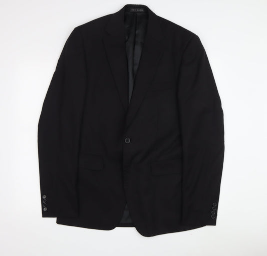 Studio Italia Men's Black Wool Blazer, Size 38L, Formal