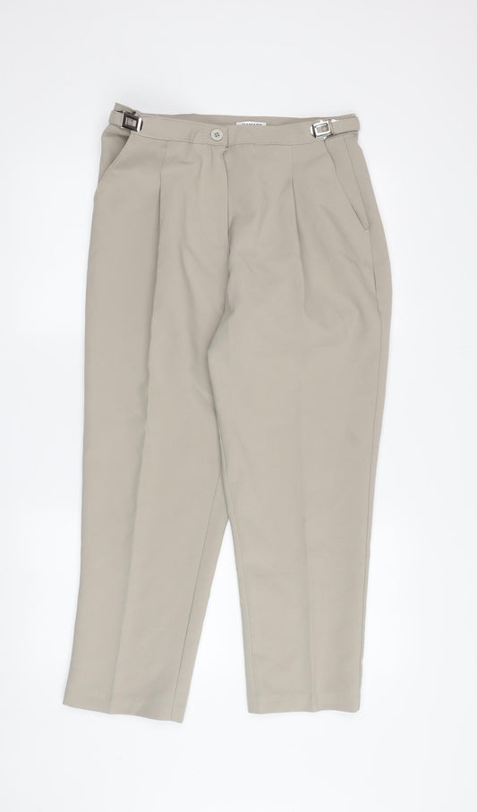 Damart Women's Beige Regular Fit Pleated Trousers