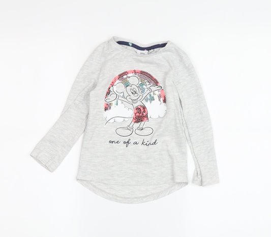 Disney Girls Grey Mickey Mouse Long Sleeve T-Shirt 3-4 Years