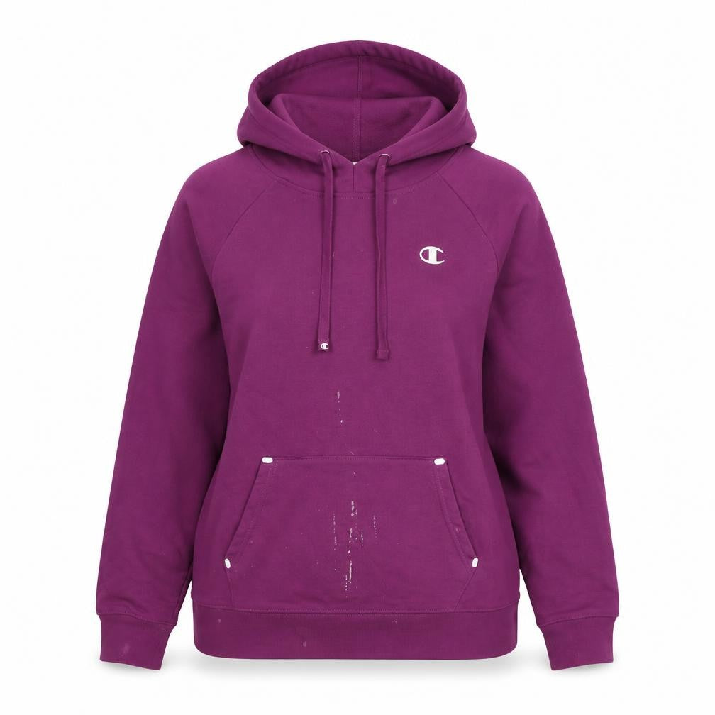 Champion Purple Unisex Hoodie M Logo Pullover
