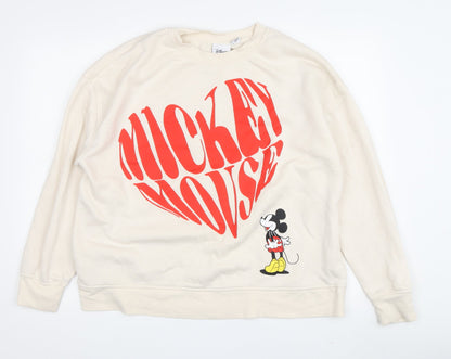 Preloved Disney Women's Ivory Mickey Sweatshirt L - Front