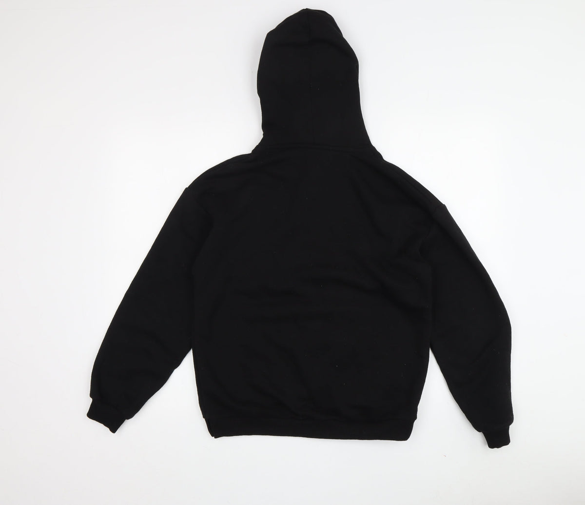 Back view of Zara boys’ black graphic print pullover hoodie, size 14