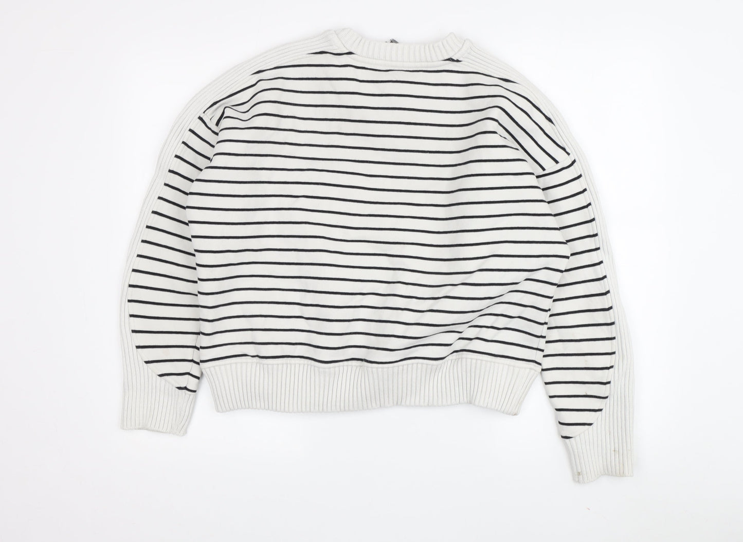 Mint Velvet Women's White Striped Pullover Sweatshirt L