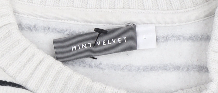 Mint Velvet Women's White Striped Pullover Sweatshirt L