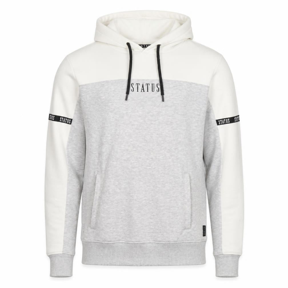 STATUS Men's Grey Pullover Hoodie, Size S, Logo Accented