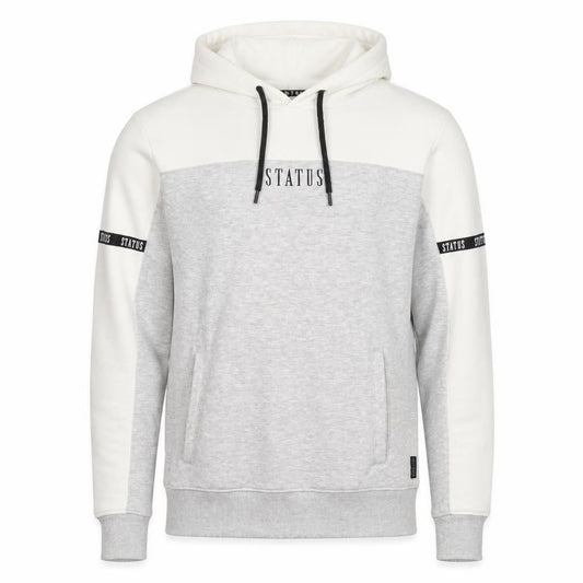 STATUS Men's Grey Pullover Hoodie, Size S, Logo Accented