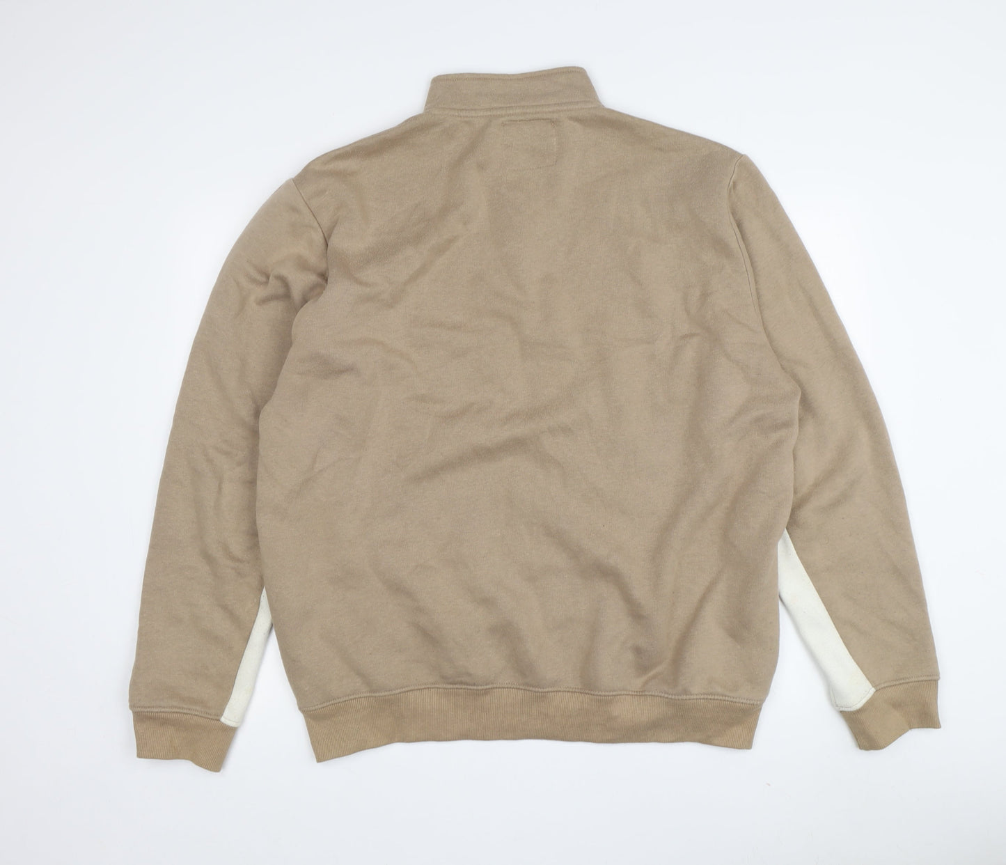 boohooMAN Mens Beige 2XL 1/4 Zip Sweatshirt