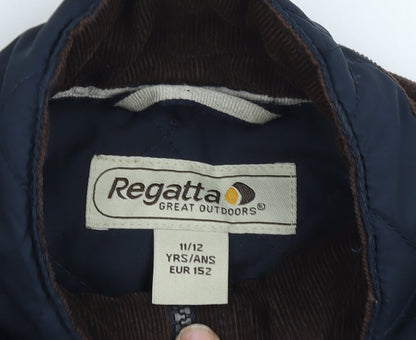 Close-up detail of Regatta boys’ blue quilted bodywarmer, 11-12 years