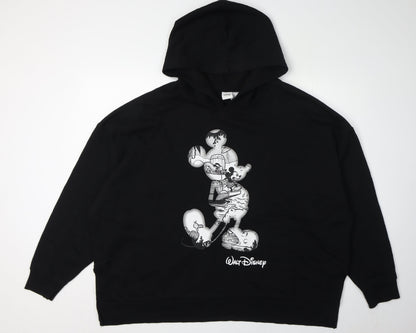 Preloved Disney Unisex Black 2XL Logo Hoodie Pullover Casual - Front