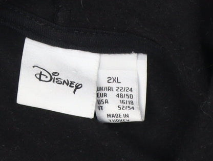 Preloved Disney Unisex Black 2XL Logo Hoodie Pullover Casual - Detail