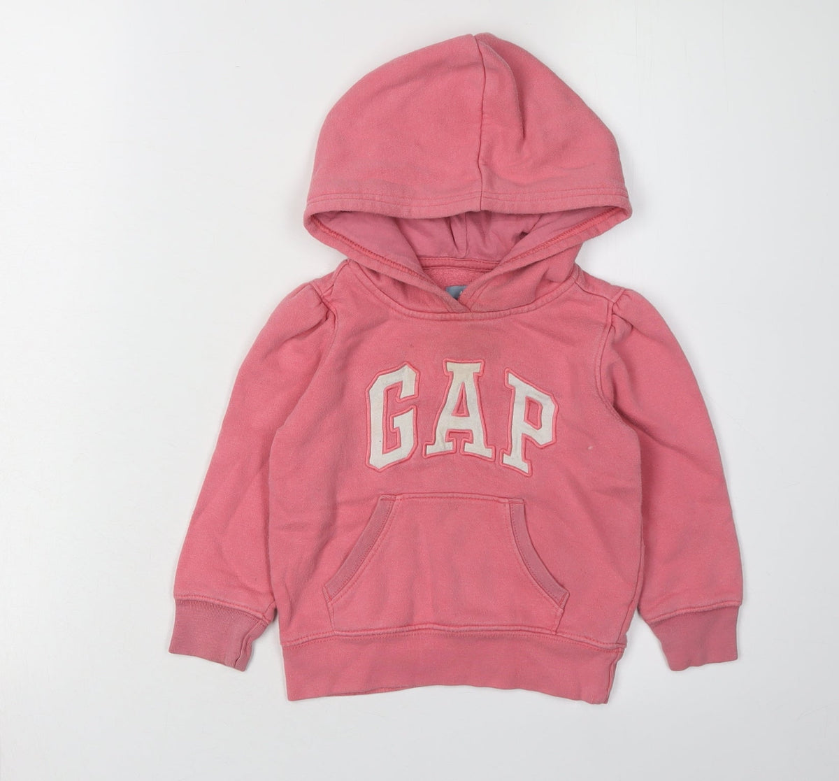 Additional front view of Gap girls’ pink pullover hoodie 2 years - casual comfy everyday wear