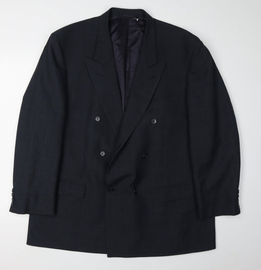 James Barry Men's Blue Check Blazer, Size 48R, Formal
