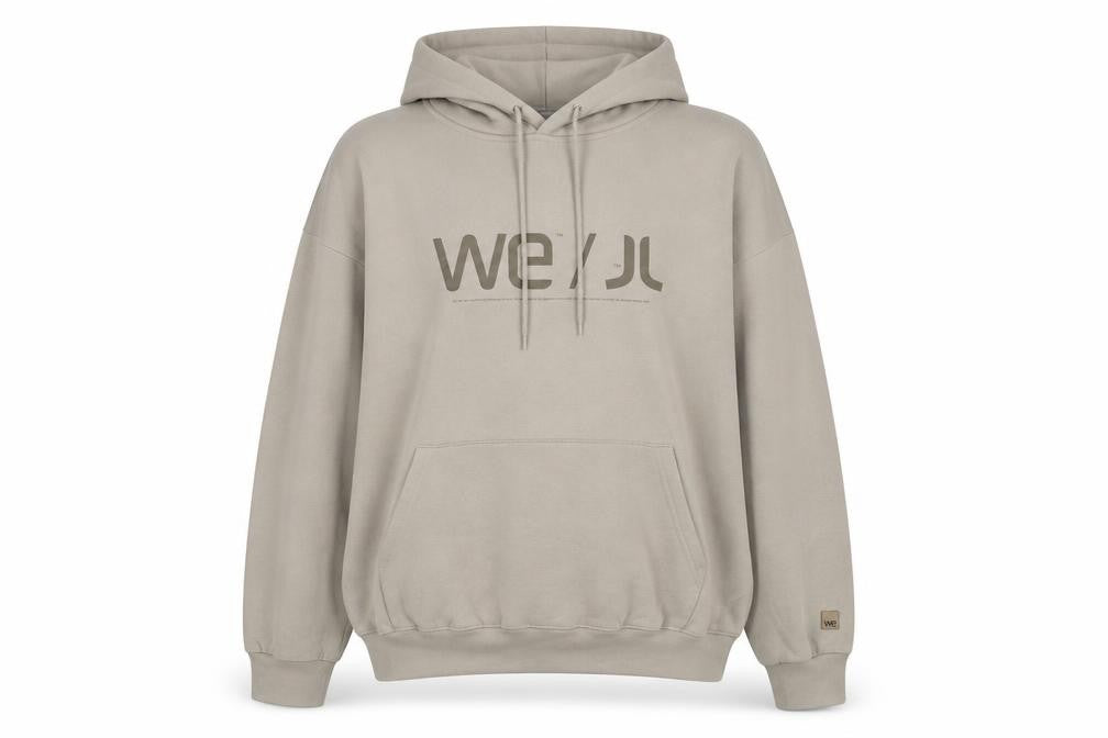 WE Beige Unisex Hoodie XL with Logo Design