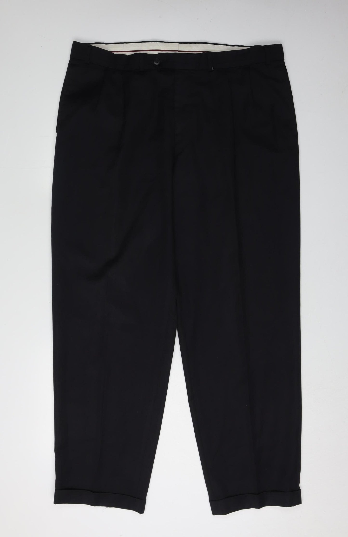 BHS Men's Black Wool Trousers, Size L, Formal Style