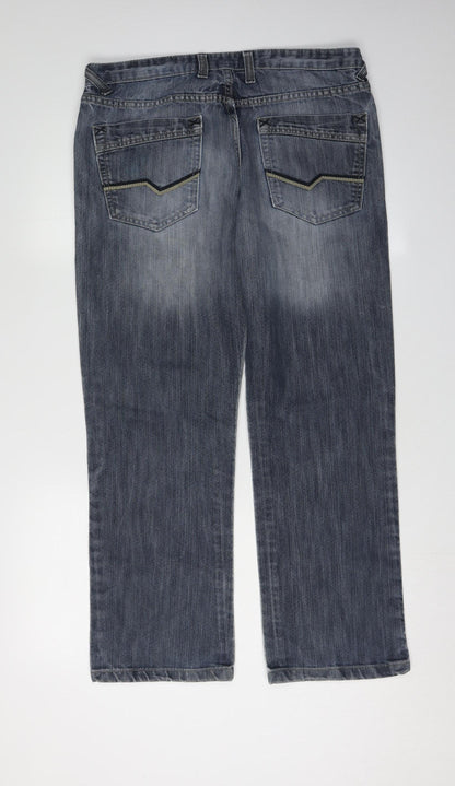 Back view of Denim Co Men's Blue Straight Jeans -, size L